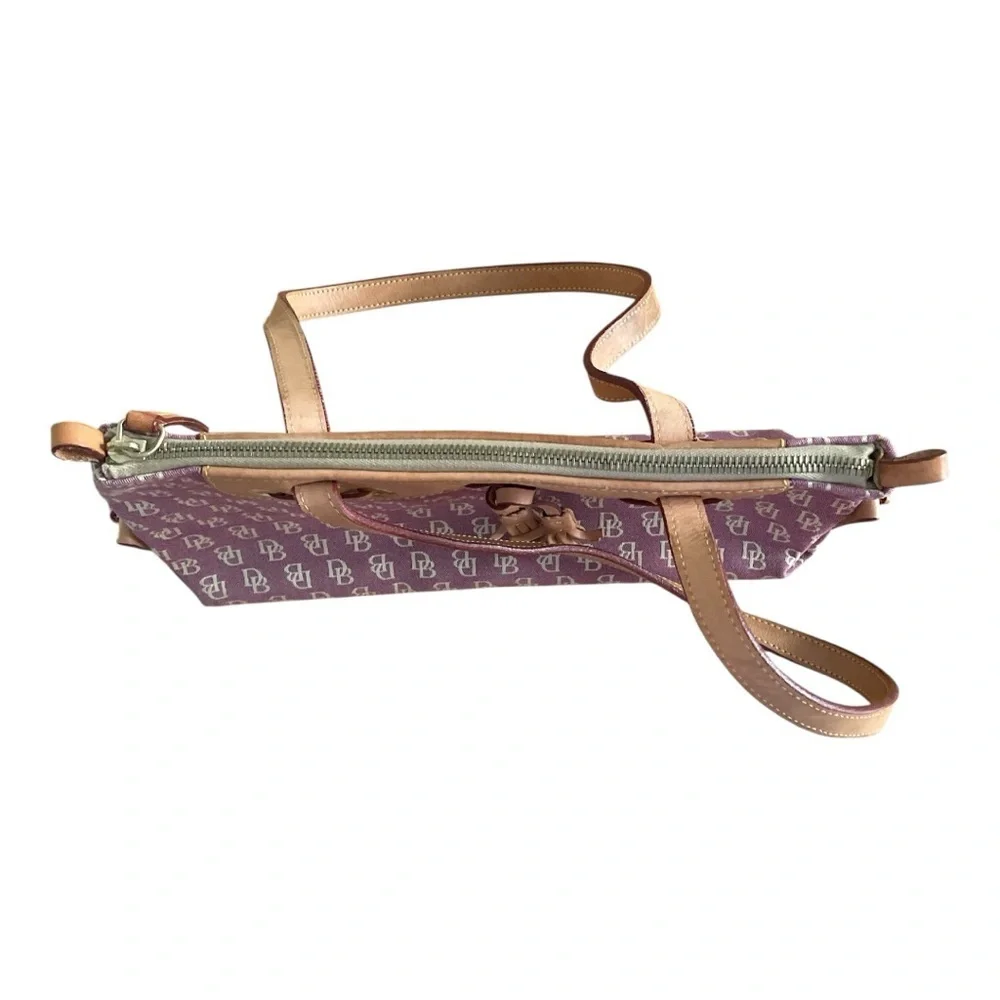 Dooney & Bourke Monogram Jacquard Plum Leather Shoulder Bag